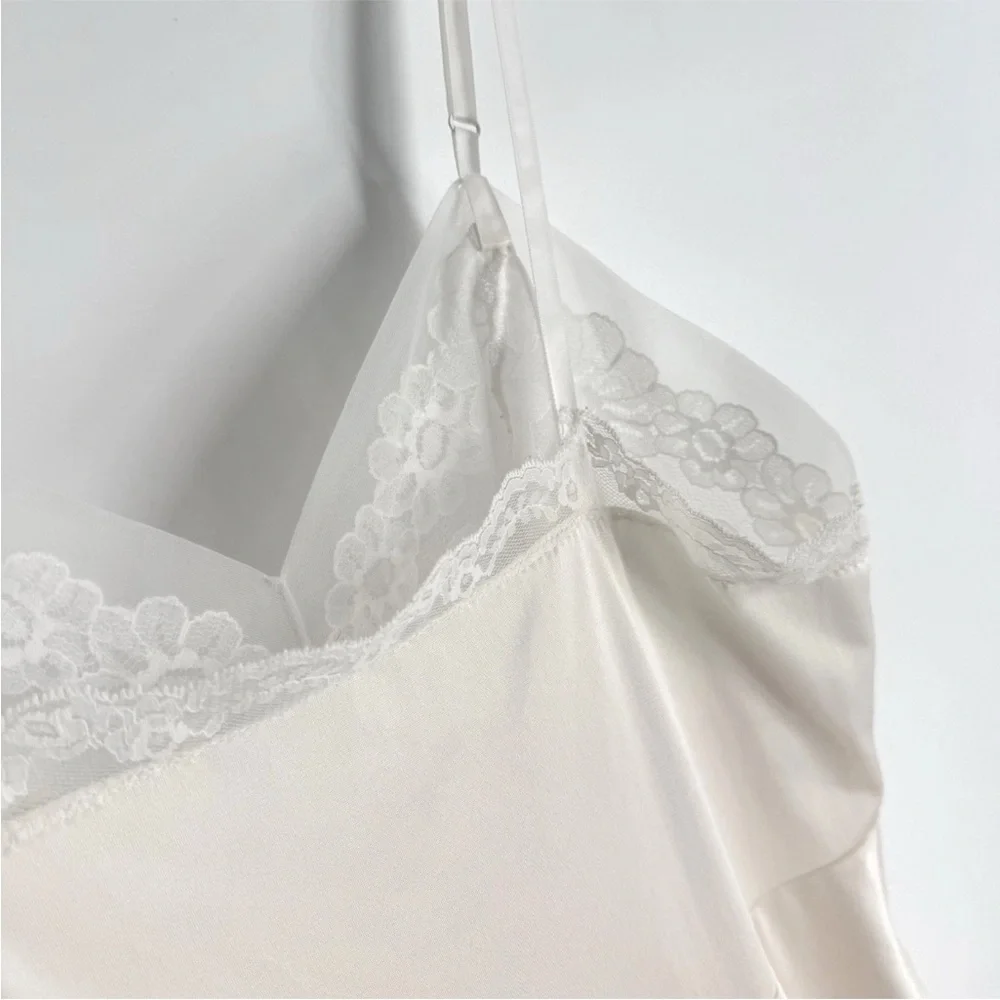 Vintage JC Penney Full Slip Womens Size 36 Blush Ivory Lace Accent Nylon Antron - Picture 6 of 9